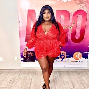 Fashion Nova Red Sequin Jumpsuit